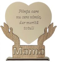 Placheta HDF - Inimioara "Mama" 16.5x3x17 cm, crem, DW28023
