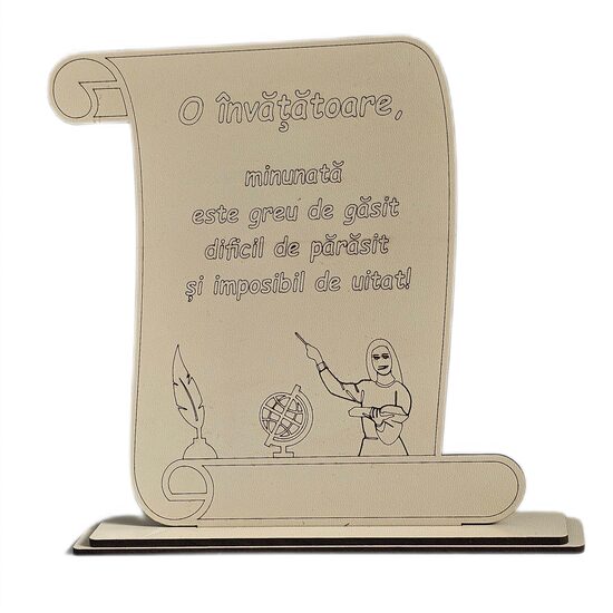 Placheta HDF - Papirus "Invatatoare" 16.5x3x17 cm, crem, DW28026