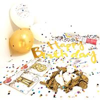 Pachet party "Happy Birthday" auriu - 10 produse (243 piese) PPA10-243