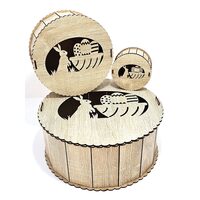 Pachet Paste - cutii HDF rotunde, natur, - 3 produse, PPCR-3