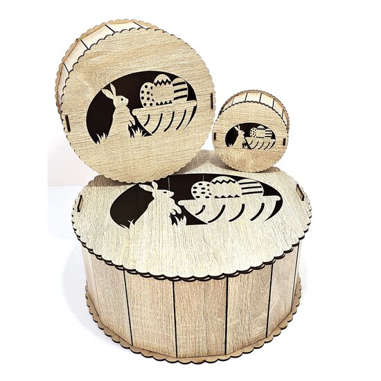 Pachet Paste - cutii HDF rotunde, natur, - 3 produse, PPCR-3