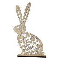 Decoratiune Paste HDF- Iepuras cu suport, 23.5 cm, natur, DW27069
