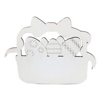 Decoratiune Paste HDF- Cosulet 5 oua, 14x17 cm, alb, DW27076