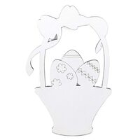 Decoratiune Paste HDF- Cosulet 3 oua, 18x11 cm, alb, DW27075