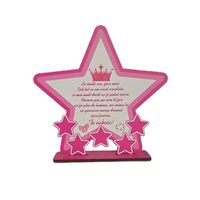 Placheta HDF printat - steluta "Fica", 26 cm, roz, DW28028