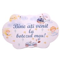 Placuta HDF printat - "Bine ati venit la Botezul meu!" - baiat, 60x40 cm, DW28034