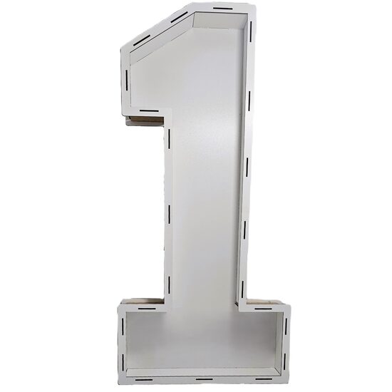 Decoratiune HDF- Cifra volumetrica "1", 87 cm, alb, DW27079