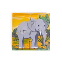 Puzzle HDF printat - Animale salbatice - Elefant, 10X10 cm, 4 piese, DW25015