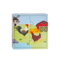 Puzzle HDF printat - Animale domestice - Gaina, 10X10 cm, 4 piese, DW25026