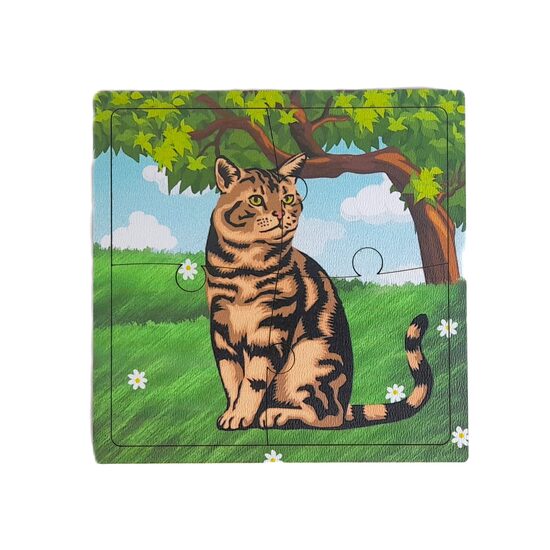 Puzzle HDF printat - Animale domestice - Pisica, 10X10 cm, 4 piese, DW25025