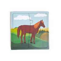 Puzzle HDF printat - Animale domestice - Cal, 10X10 cm, 4 piese, DW25021