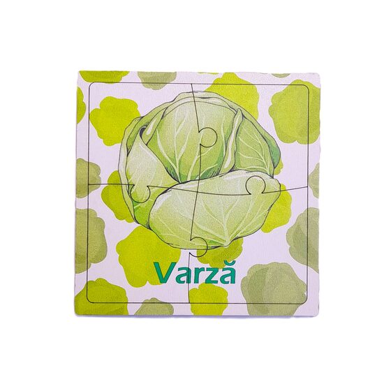 Puzzle HDF printat - Legume - Varza, 10X10 cm, 4 piese, DW25039