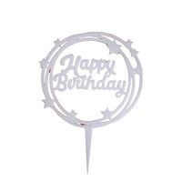 Topper PLEXI - "Happy Birthday!" 20x15 cm, alb, DW24054