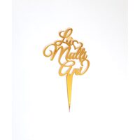 Topper PLEXI - "La multi ani!" 15x8 cm, auriu oglinda, DW24048