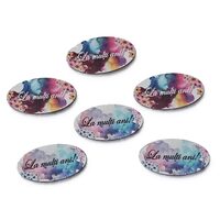 Topper HDF printat - OVAL MIX "La multi aniI" 6 cm, multicolor, 6/set, DW24045