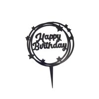 Topper PLEXI - "Happy Birthday!" 20x15 cm, negru, DW24053