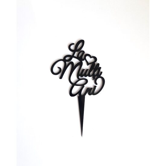 Topper PLEXI - "La multi ani!" 15x8 cm, negru, DW24049