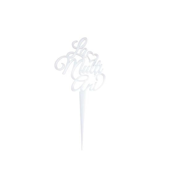 Topper PLEXI - "La multi ani!" 15x8 cm, alb, DW24050