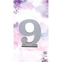 Decoratiune HDF- Numar masa "9", 20 cm, alb, DW27099