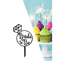 Topper PLEXI - "Bride To Be!" 13x14 cm, negru, DW24071