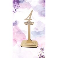 Decoratiune HDF- Numar masa cu picior ''4'' , 30 cm, crem, DW27113