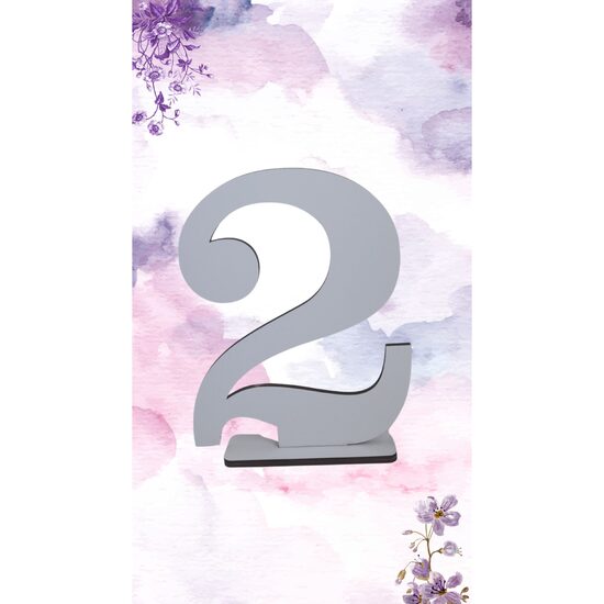 Decoratiune HDF- Numar masa ''2", 20 cm, alb, DW27092
