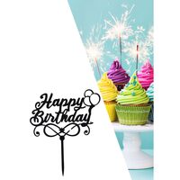 Topper PLEXI - "Happy Birthday!" 13x15 cm, negru, DW24059