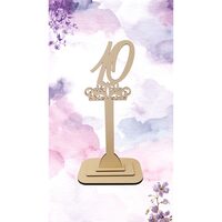 Decoratiune HDF- Numar masa cu picior ''10'' , 30 cm, crem, DW27119