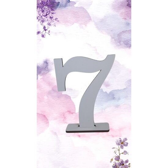 Decoratiune HDF- Numar masa "7", 20 cm, alb, DW27097