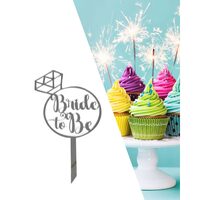 Topper PLEXI - "Bride To Be!" 13x14 cm, argintiu oglinda, DW24069