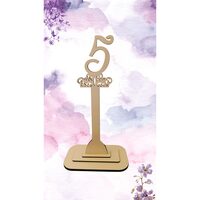 Decoratiune HDF- Numar masa cu picior ''5'' , 30 cm, crem, DW27114