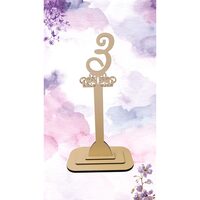 Decoratiune HDF- Numar masa cu picior ''3'' , 30 cm, crem, DW27112