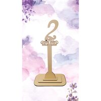 Decoratiune HDF- Numar masa cu picior ''2'' , 30 cm, crem, DW27111