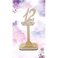 Decoratiune HDF- Numar masa cu picior ''12'' , 30 cm, crem, DW27121