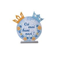 Placheta HDF printat - "Cei mai buni nasi!", 24x24 cm, albastru, DW28039