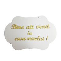 Placuta HDF - "Bine ati venit la casa mirelui! ", litere aplicate 60x40 cm, DW28036