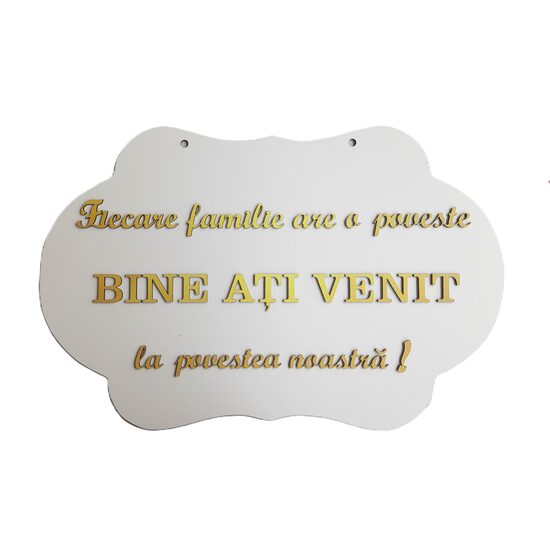 Placuta HDF - "Bine ati venit! ", litere aplicate 60x40 cm, DW28038