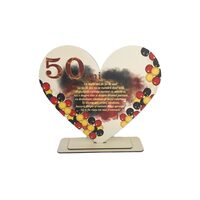 Placheta HDF printat - inimioara "50 La multi ani!" 27.5x25 cm, DW28042