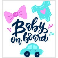 Semn indicator, autocolant printat - A5, BABYS ON BOARD, 13x14.5 cm, DW22026