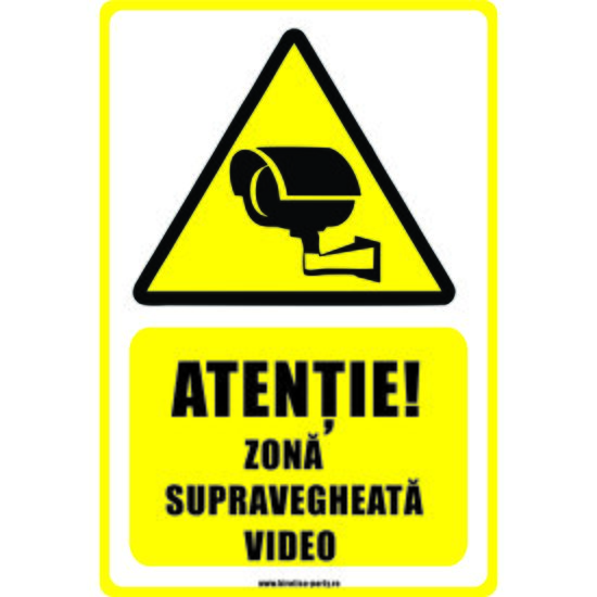 Semn indicator, autocolant printat - A5, SUPRAVEGHERE VIDEO, 20x15 cm, DW22020