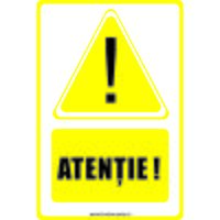 Semn indicator, autocolant printat - A5, ATENTIE, 20x15 cm, DW22016