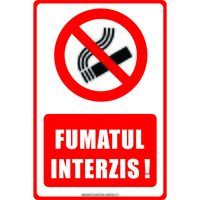 Semn indicator, autocolant printat - A5, FUMATUL INTERZIS, 20x15 cm, DW22022