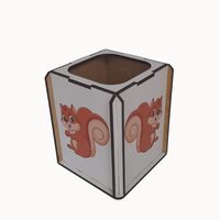 Suport birou HDF printat - Animalute - Veverite,  9x9x10 cm,  DW23024