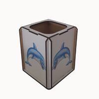 Suport birou HDF printat - Animalute - Delfin,  9x9x10 cm,  DW23023