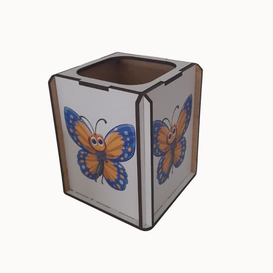 Suport birou HDF printat - Animalute - Fluture,  9x9x10 cm,  DW23025