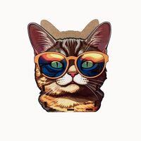 Suport birou HDF printat - Animalute - Pisica maro, 15x12x7 cm,  DW23037