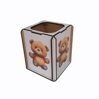 Suport birou HDF printat - Animalute - Ursulet,  9x9x10 cm,  DW23013