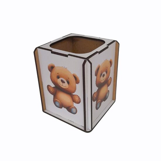 Suport birou HDF printat - Animalute - Ursulet,  9x9x10 cm,  DW23013