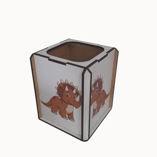 Suport birou HDF printat - Animalute - Dinozaur,  9x9x10 cm,  DW23020