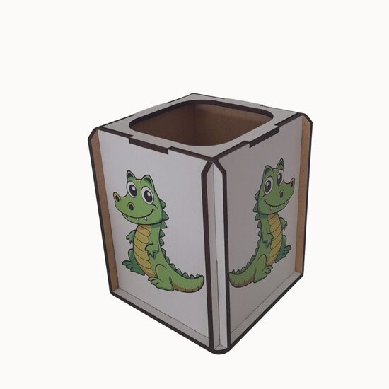 Suport birou HDF printat - Animalute - Crocodil,  9x9x10 cm,  DW23014